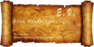 Erni Vitális névjegykártya
